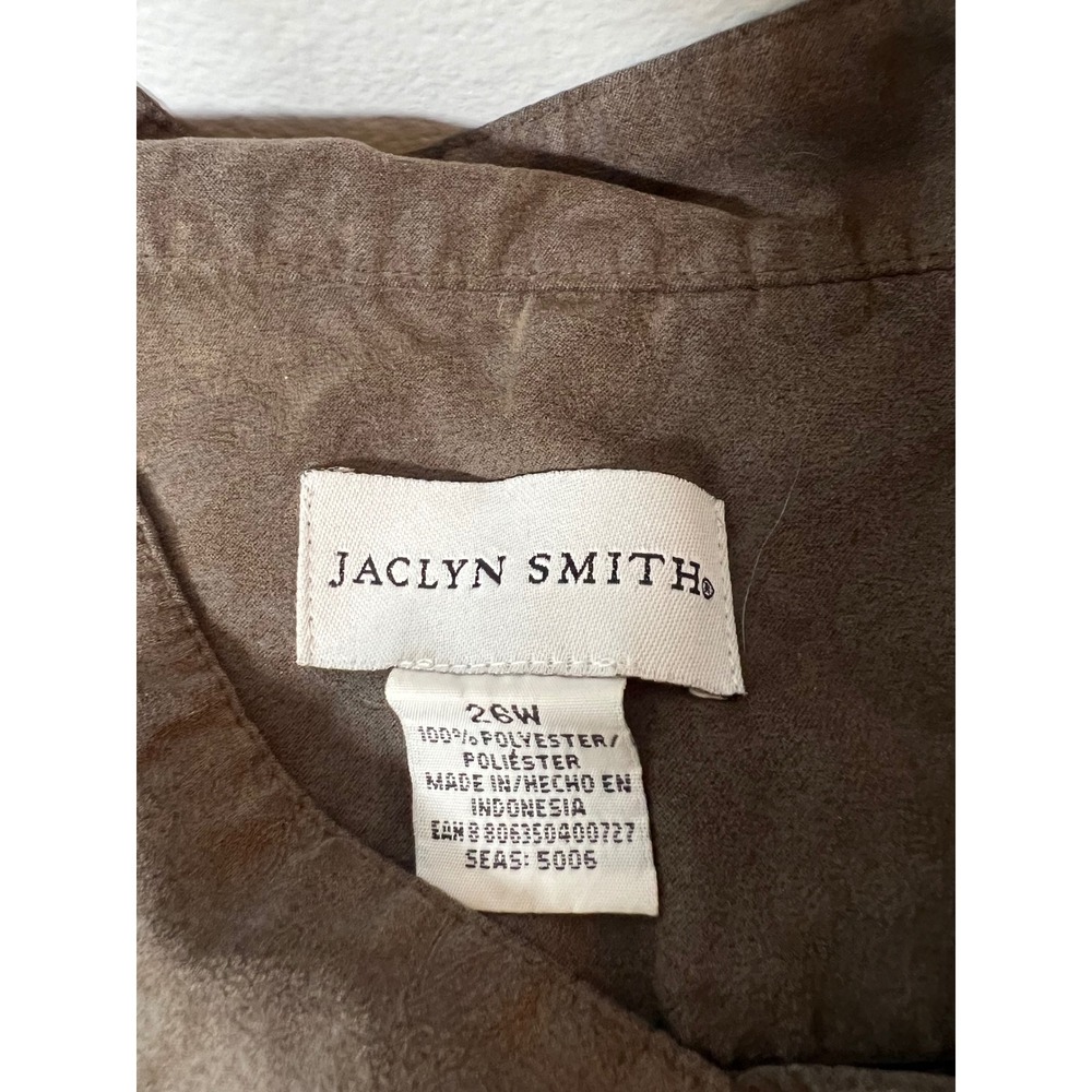 Jaclyn Smith Mens Faux Suede Jacket Brown Button Front Mandarin Collar 26W - Picture 3 of 6
